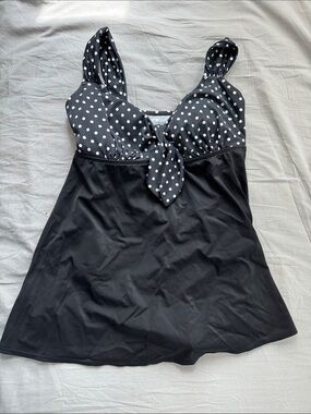 Longitude Women's Black with White Polka Dot Swimdress